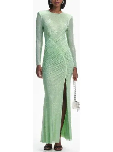 Women’s Crystal-Embellished Green Maxi Dress