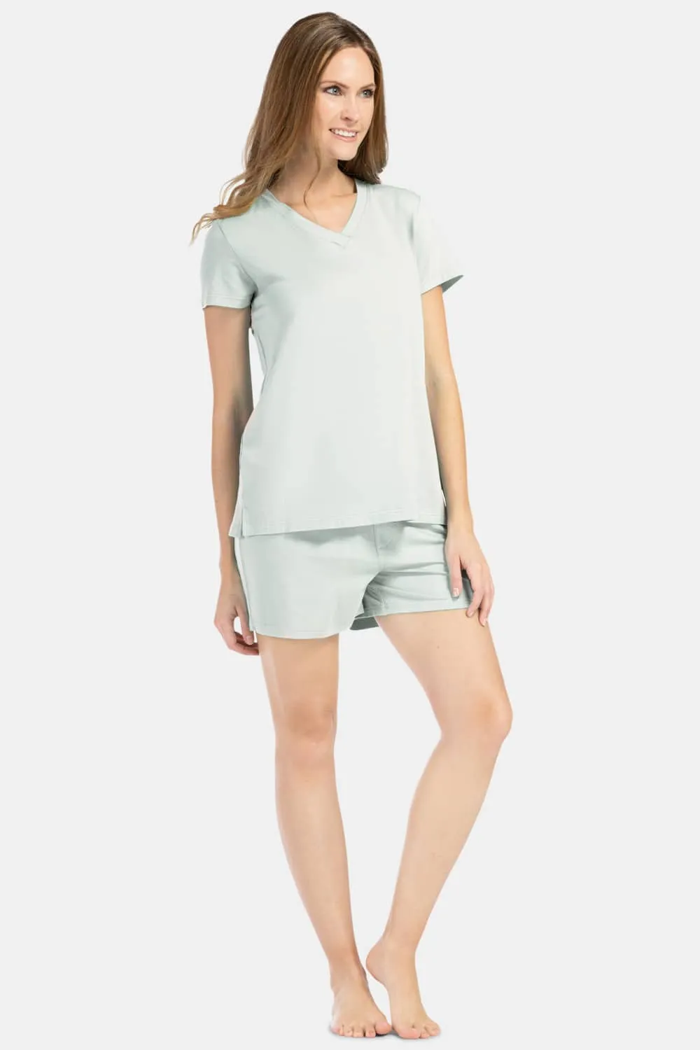 Women's Jersey Pajama Set with Gift Box - Relaxed Tee and Boxer Short