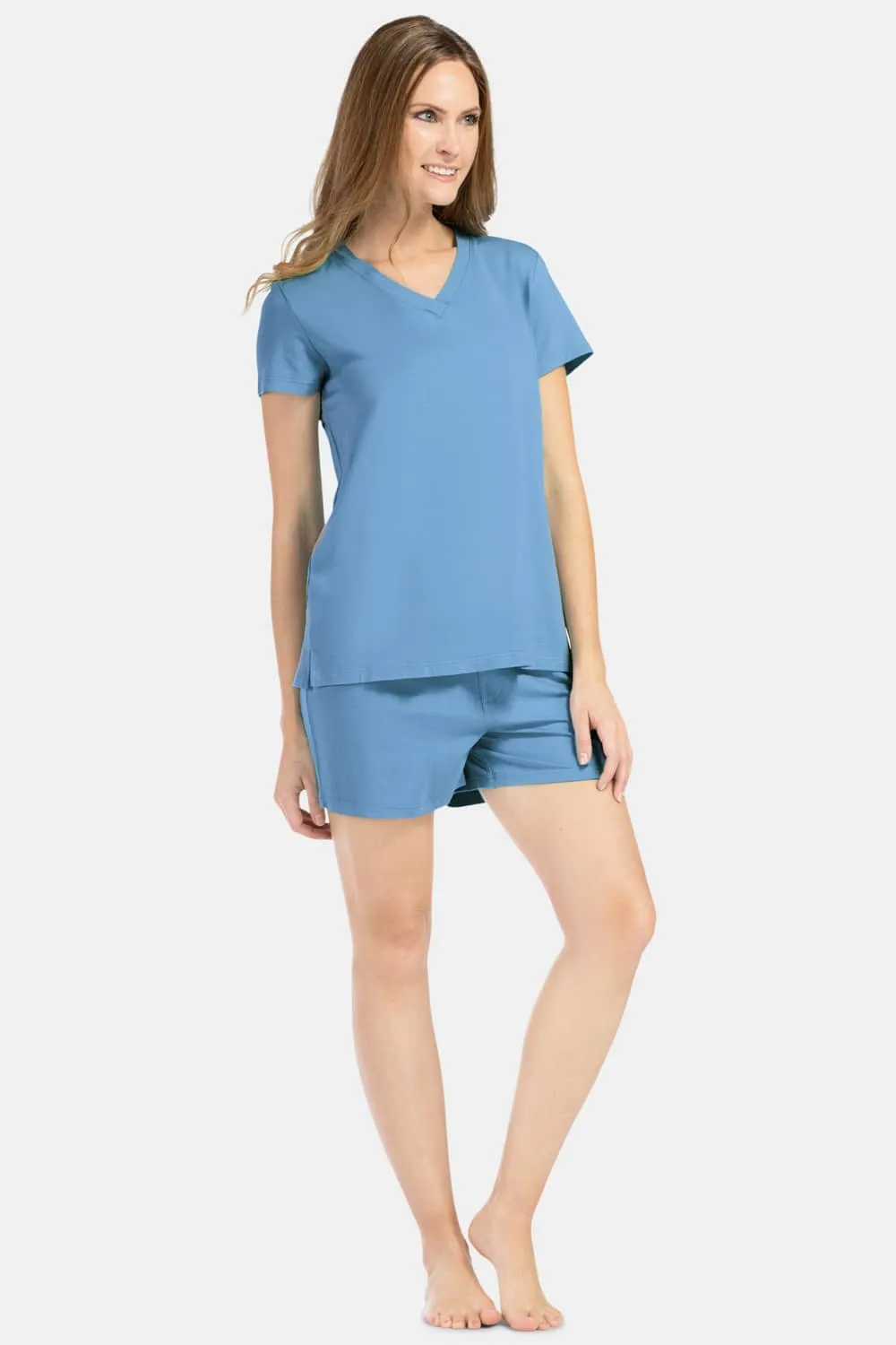 Women's Jersey Pajama Set with Gift Box - Relaxed Tee and Boxer Short